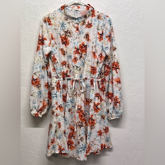 Women’s Chic Floral Button Front Mini Boho Dress - L - Picture 3 of 10